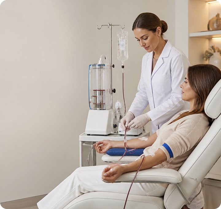 A specialist preparing an ozone therapy session