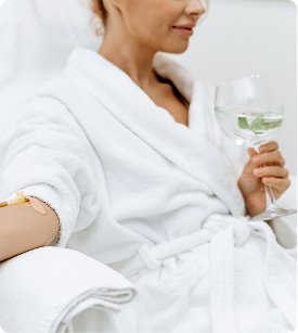 Client receiving IV hydration
