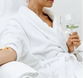 Client receiving IV hydration