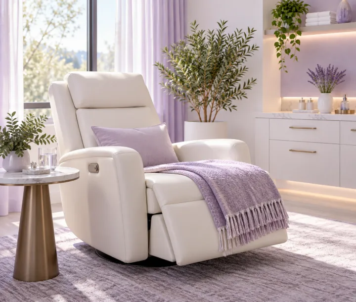 A quiet treatment room at Better Life Infusions with a comfortable recliner and a folded blanket