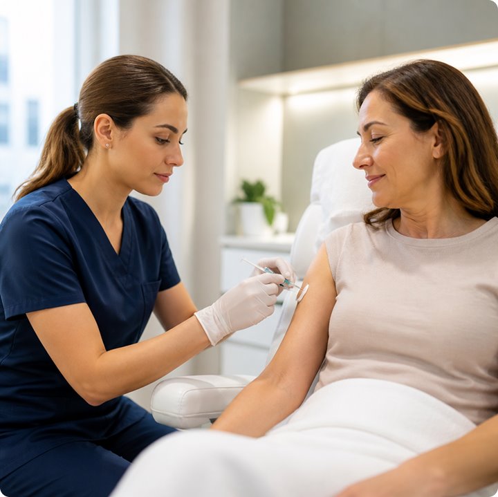 A specialist administering a wellness injection