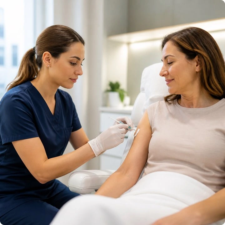 A specialist administering a wellness injection