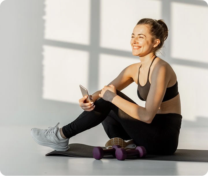 A client taking a break during a workout