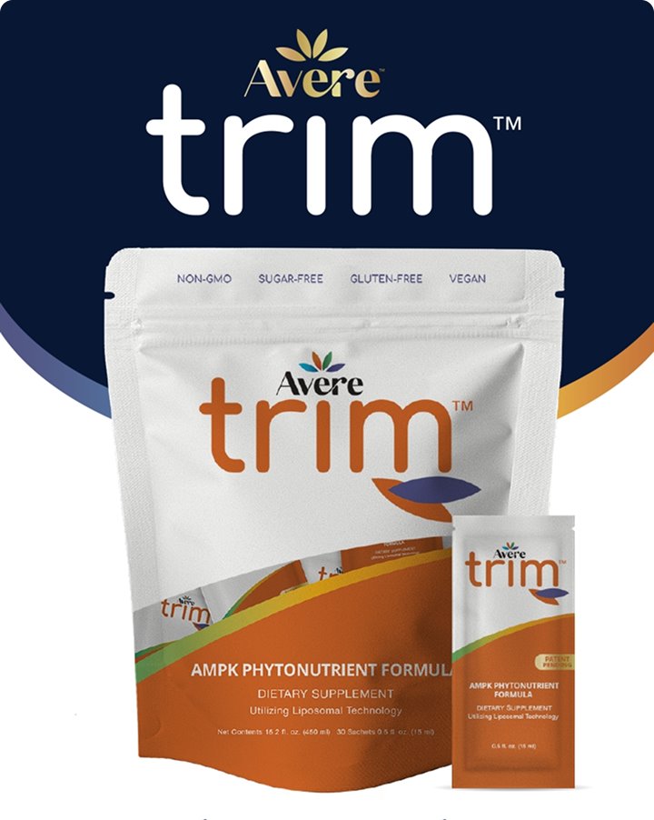 Avere-TRIM AMPK phytonutrient formula pouch and sachet